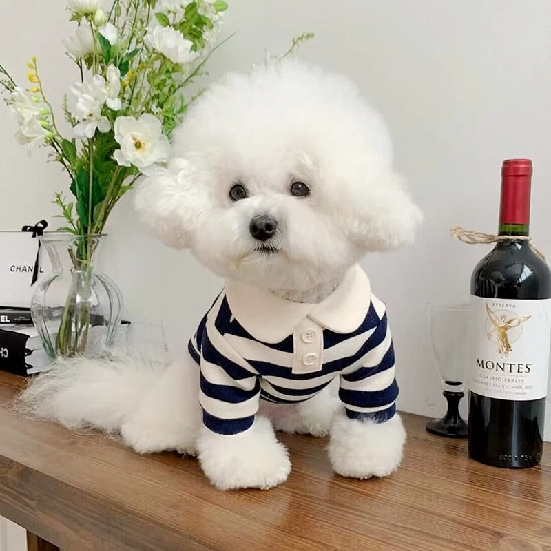 Summer Polo Shirt for Dogs Puppy Clothes Bichon Frise Chihuahua Stripe