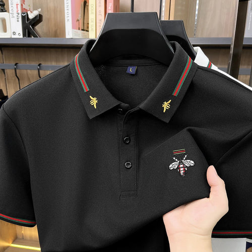 High Quality Man Short-Sleeved Polo Shirt Lapel Button Embroidery