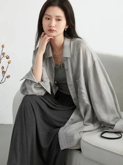 CHIC VEN Women Shirt Loose Casual Textured Tie Dye Collar with Split