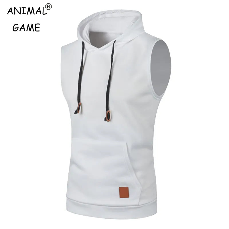 Mens Sleeveless Hoodies Fashion Casual Hooded Sweatshirt Men