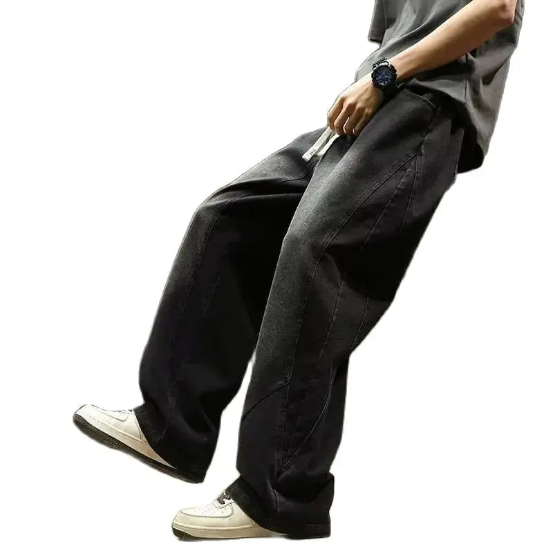 Teenage spring straight leg jeans for boys  loose straight leg casual