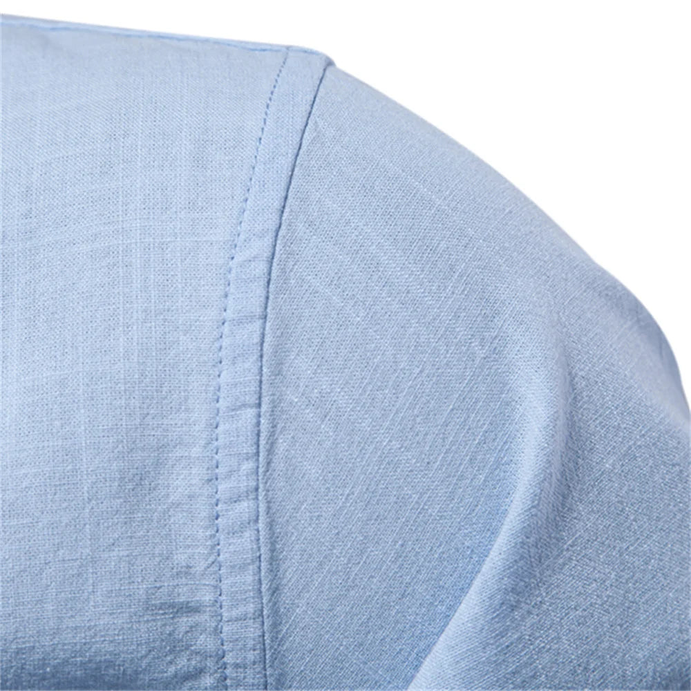 AIOPESON 100% Cotton Social Shirt Men Solid Color Long Sleeve High