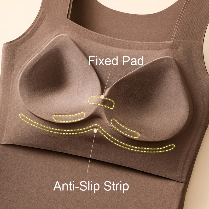 For 40-90kg Autumn Seamless Plus Size Thermal Vest With Build-in Bra