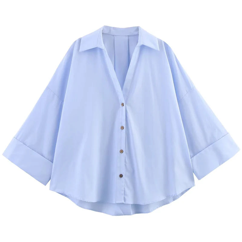 HXAO 2025 Women's Shirt Summer Crop Oversized Shirts & Blouses White