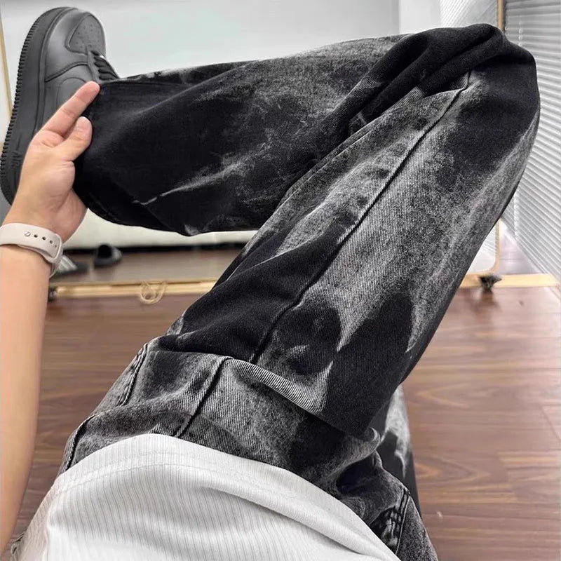 Autumn Black Tie Dye Jeans Fashion Micro Flared Pants Hip-Hop Pants