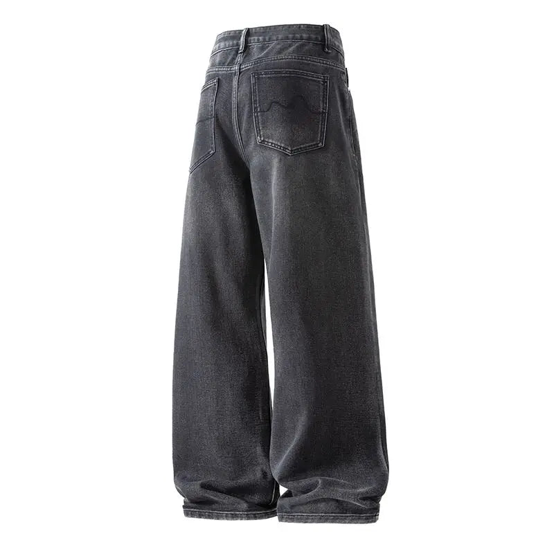 Korean Retro Men's Stretch Jeans Autumn Winter Fashion Straight Leg