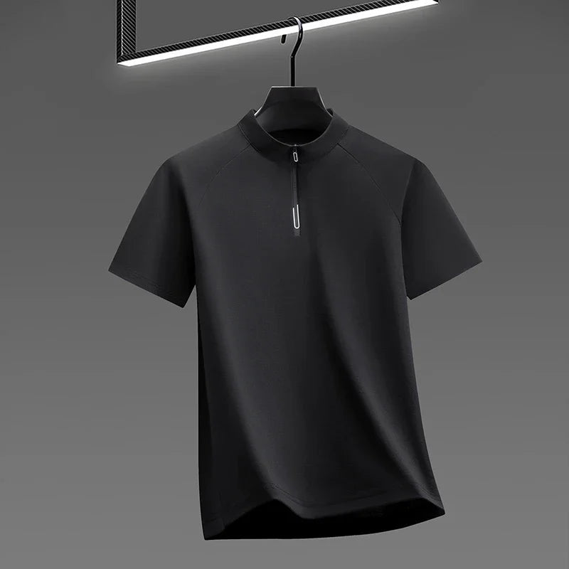 Summer Men's Casual Half Zip T Shirt Lightweight Breathable Fabric