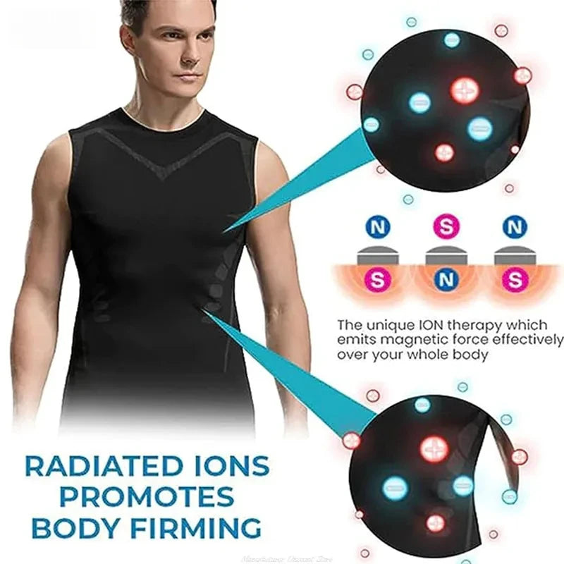 Men's Slimming Vest Ionic Compression Shirt Ice-Silk Cooling Body