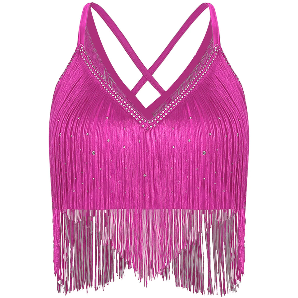 Womens Latin Cha-Cha Dance Performance Competition Costume V-Neck