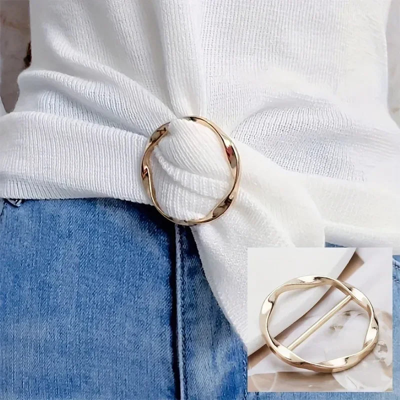 5pcs Fashion Metal Round Circle Clip Buckle Shawl T-Shirt Tie Clip