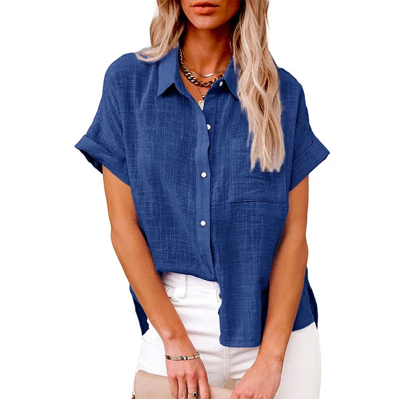Women's S-3XL Size Spring Summer New Casual Shirts Tops Cotton Linen