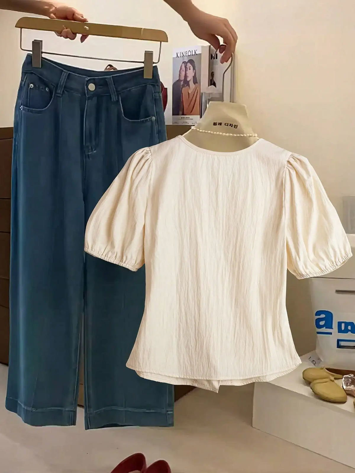 French Vintage Soft Style Women's Short Sleeve Shirt, Summer New