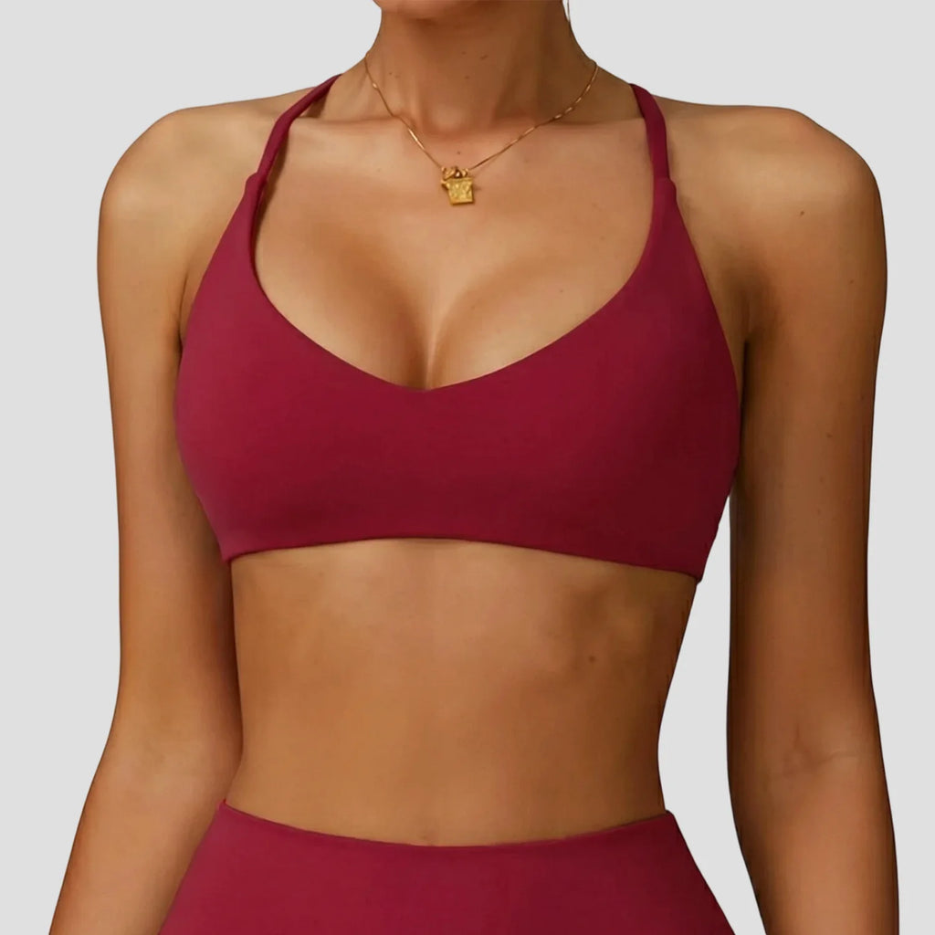 Sports Bra High Impact Support Women Gym Underwear Push-up Back Cross