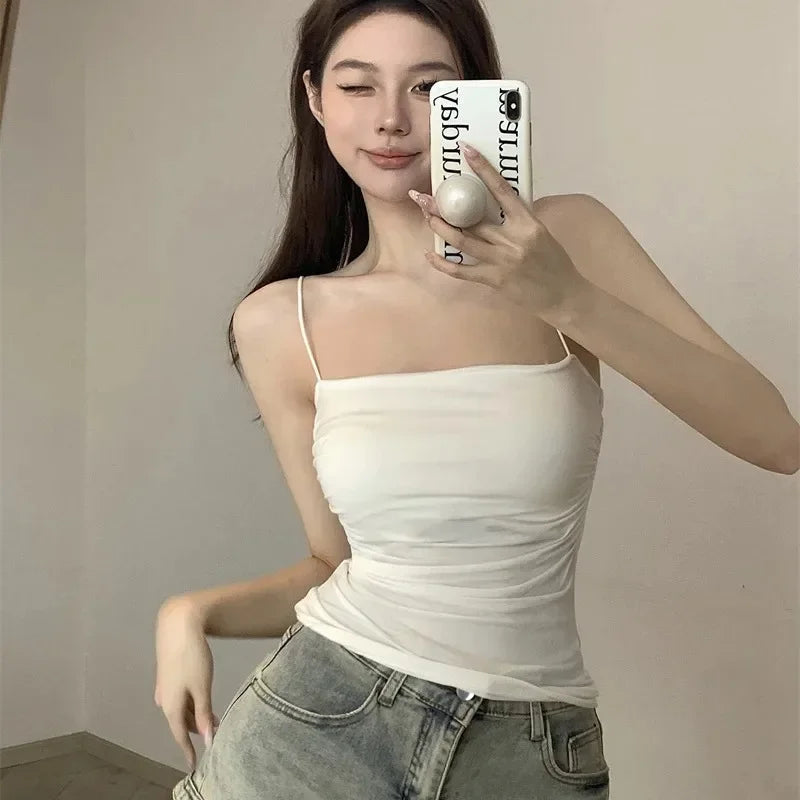 Stylish Waist Pleated Corset - Soft Support Fixed Chest Pad Sleeveless