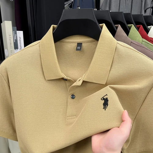 100% pure cotton high-end brand men's short sleeve polo shirt 2026