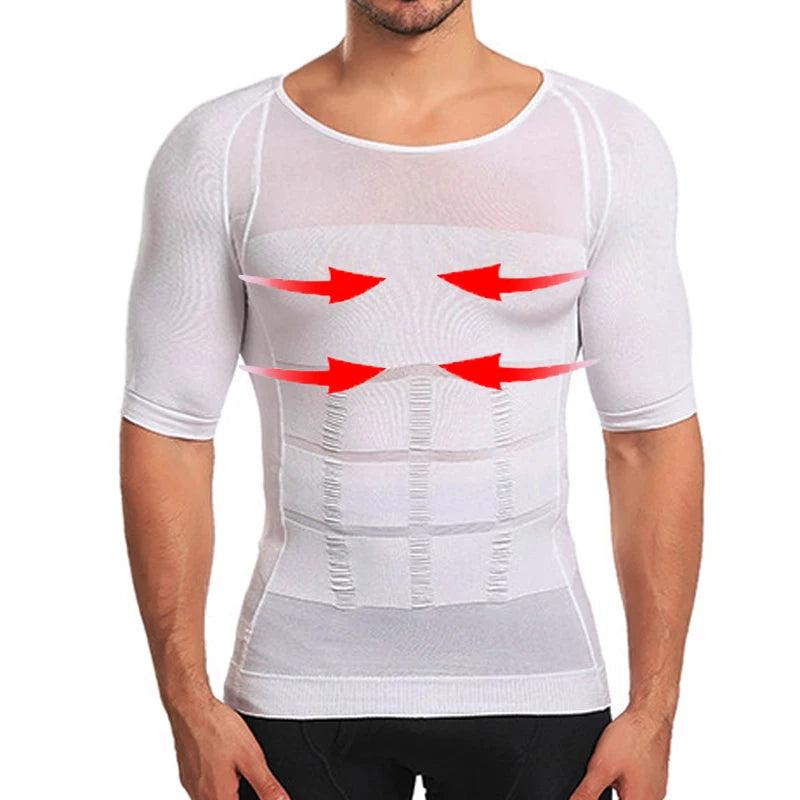Men Body Shapers Fitness Elastic Abdomen Tight Fitting Short Sleeve
