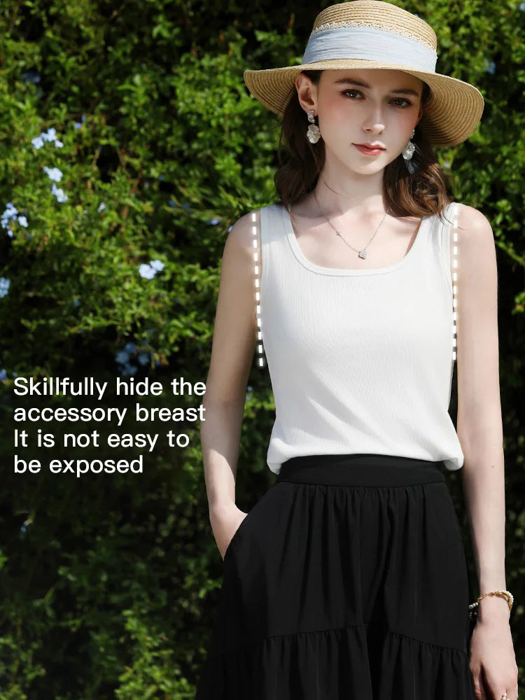 I BELIEVE YOU Ribbed Square Neck Tank Top for Women 2026 Spring