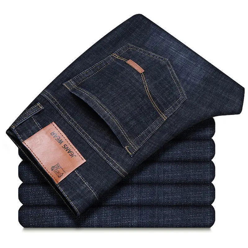 2025 New Autumn Classic Men's Fitted Stretch Jeans High-end Blue Black