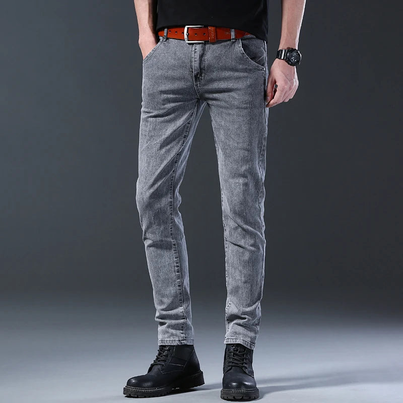 New style jeans, men's slim fit, Korean style comfortable straight leg