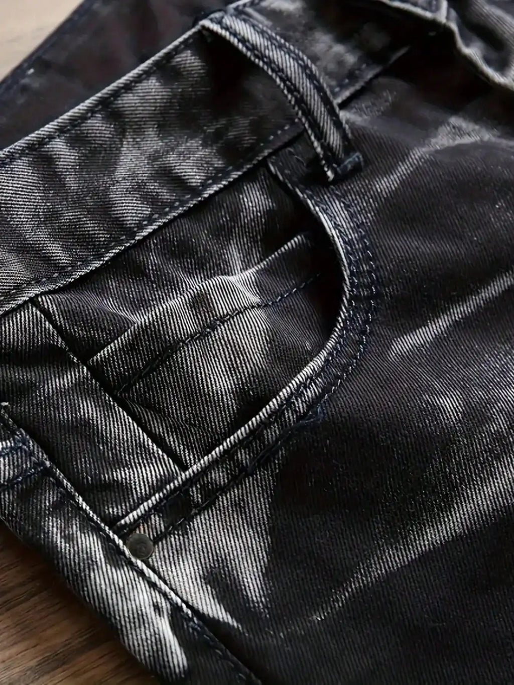 Men's Jeans Black And White Slim Fit Stretch Denim Pants Casual Mid