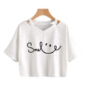 Sexy Cropped T Shirt for Women with Smile Lettre Print Y2k Crop Tops