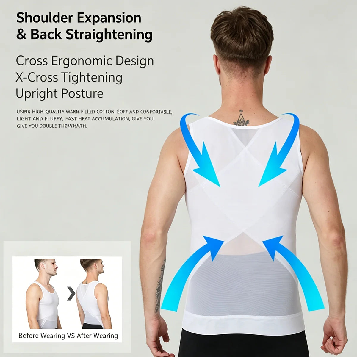 Men Compression Shirts for Men Shapewear Chest Abdomen Control Body