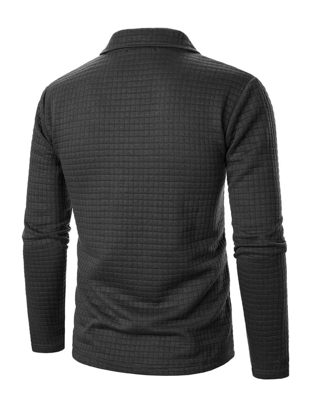 Men's Polo Shirts Square Plaid Texture Fabric Solid Color Mens Long