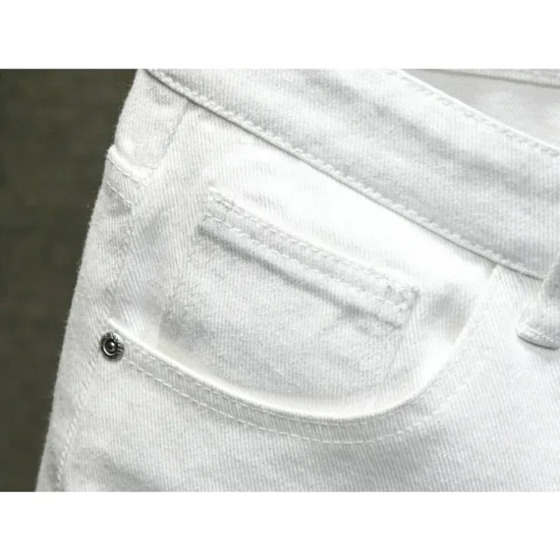 2024 New Summer Men's Casual Fashion Straight Denim Shorts Simple