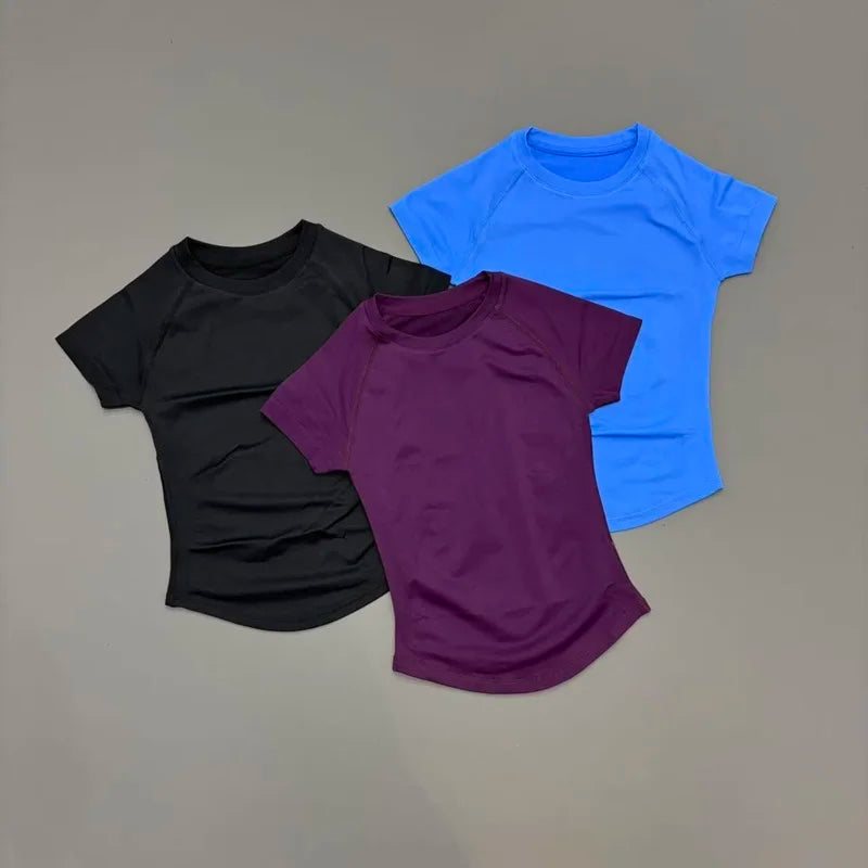 Short Sleeve Seamless Yoga Top Women Quick Dry Breathable Slim Fit