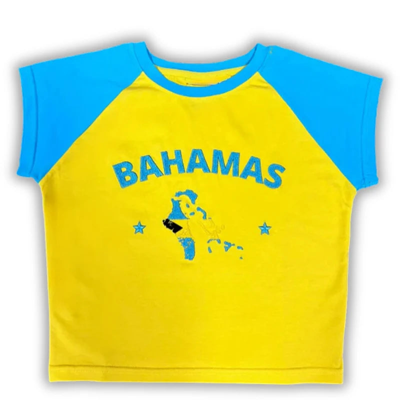 Graphic Embroidery Women's T-Shirt  Crop Tops Design Summer Fashion