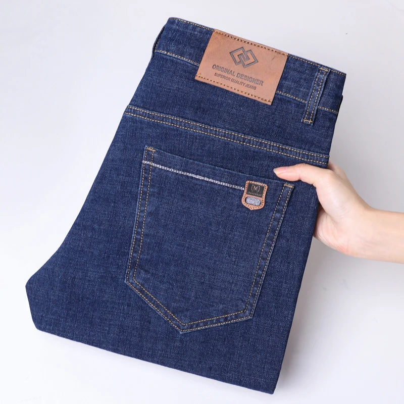 Men Fashion Straight Jeans Men Stretch Slim Fit Workwear Pants