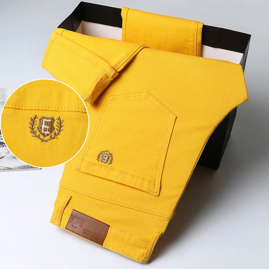 Spring New Men's Casual Jeans Fashion Korean Elastic Cotton Denim