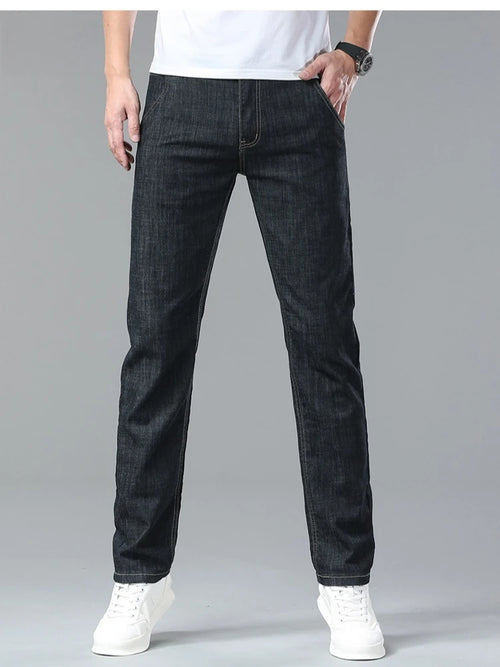 Men's Ice Silk Denim Pants Summer New Lyocell Thin Business Casual