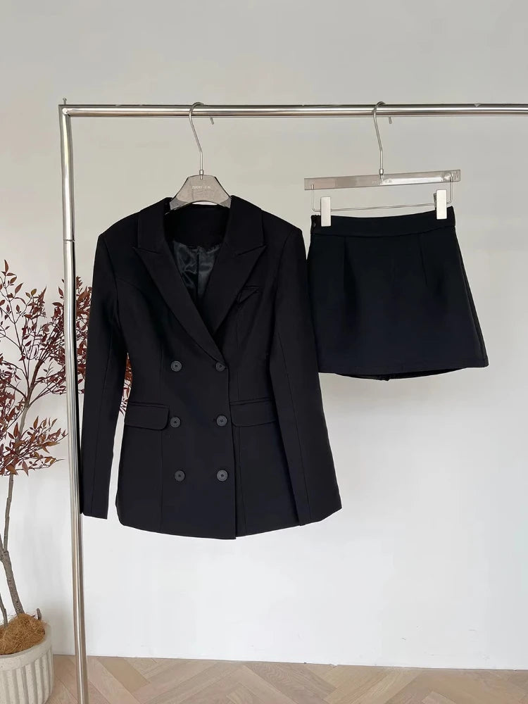 Korean Style Elegant Women 3 Piece Set Slim Blazer Coat + Design