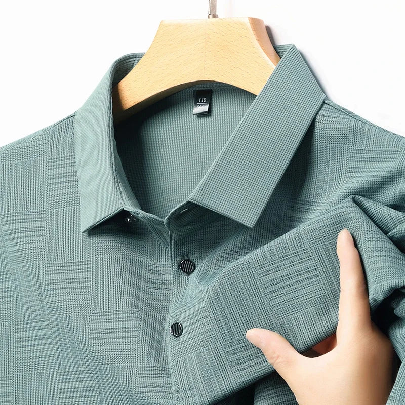2024 Men's New Printed Business Casual Short sleeved POLO Shirt