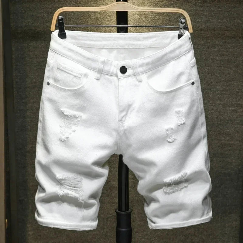 2024 New Summer Men's Casual Fashion Straight Denim Shorts Simple