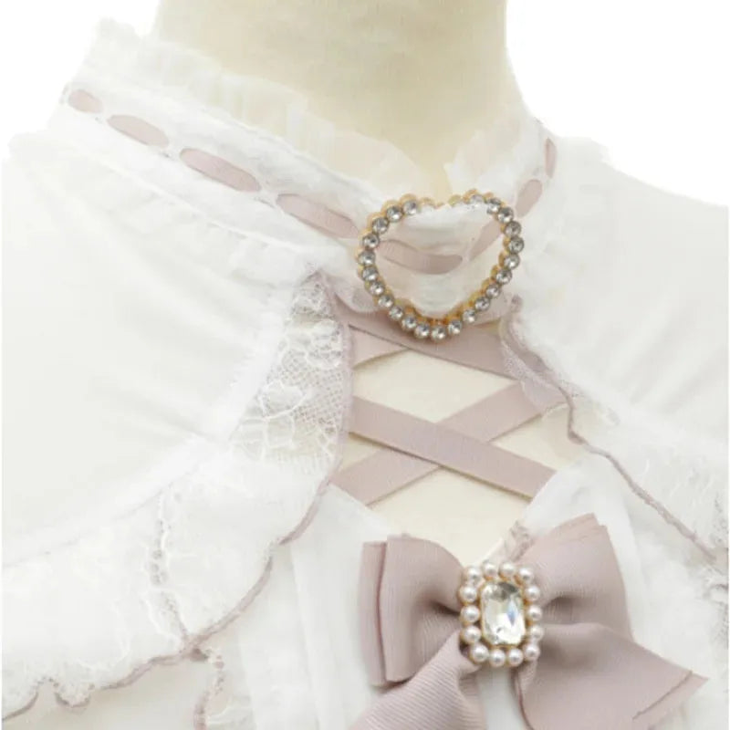 Gothic Lolita Blouses Women Sweet Bow Off Shoulder JK Shirt Japanese