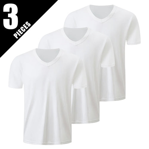 1/2/3 Piece Men's Solid Color Four Season Short Sleeved V-neck Sports