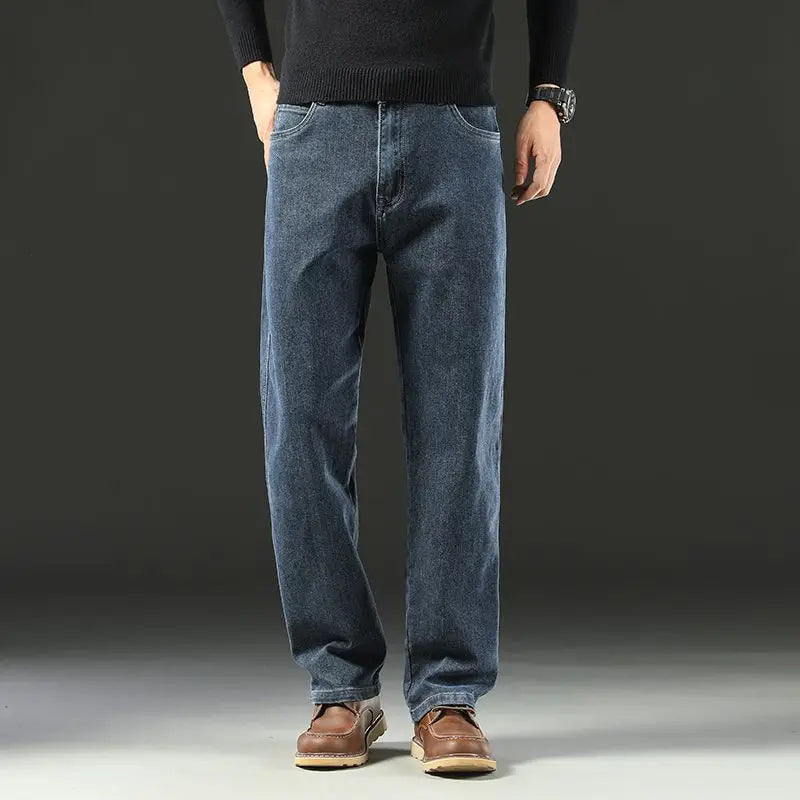 Spring and Autumn Men's Baggy Jeans Casual Straight Stretch Versatile