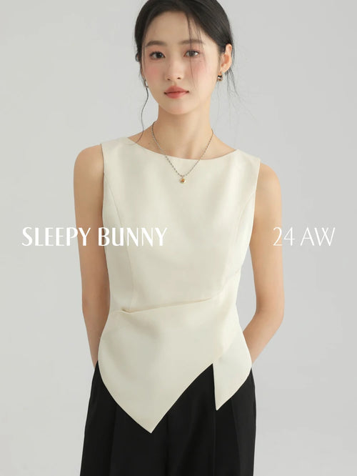 Women Asymmetrical Off-Shoulder Sleeveless Top Chic Minimalist