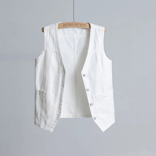 2026 Spring Summer New White Denim Vest Women's Versatile Tank Top