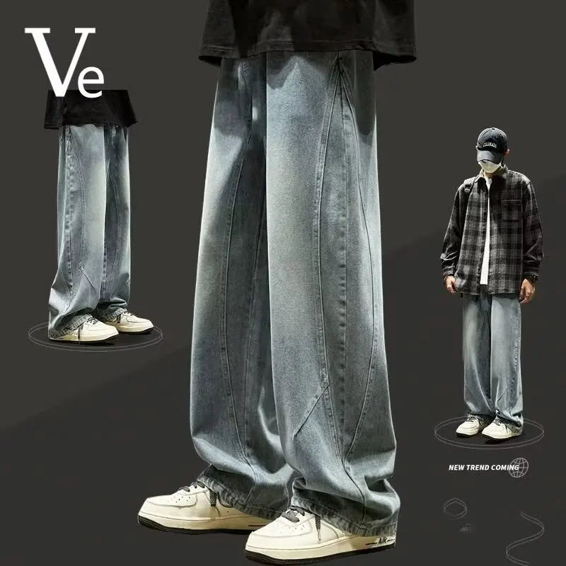Teenage spring straight leg jeans for boys  loose straight leg casual