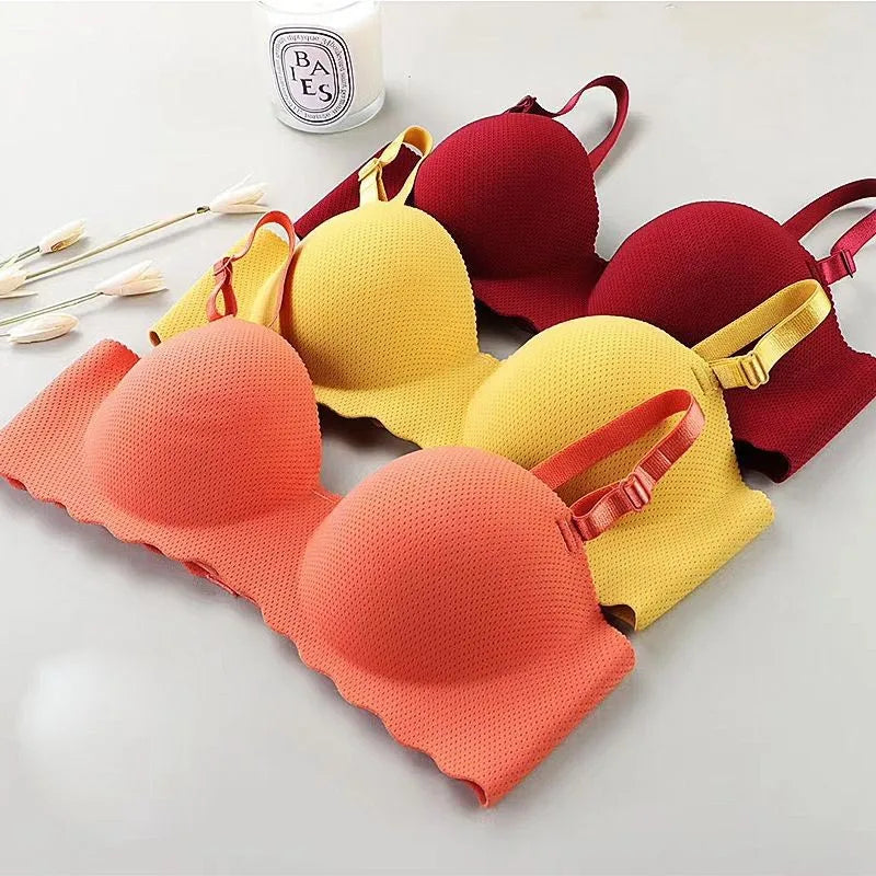 One-piece Seamless Women's Push Up Bra Removable Shoulder Straps