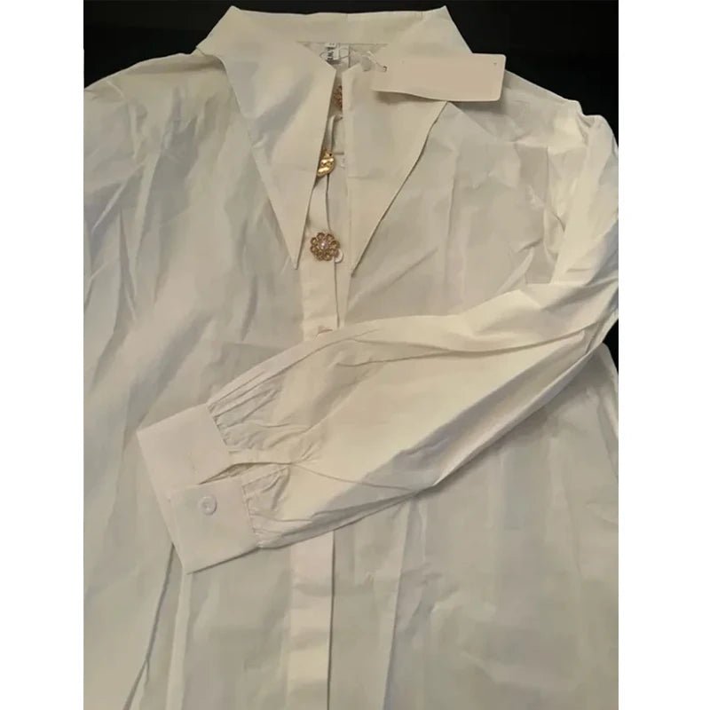 Spring Fashion Long Sleeve Shirt Pointed Collar Office Lady Blouse