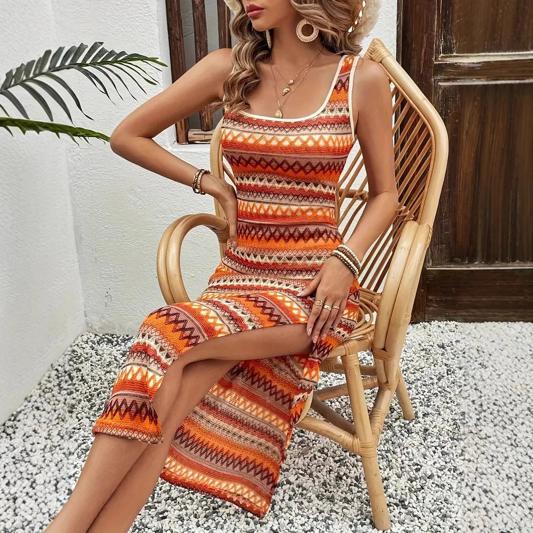 2026 Summer New Bohemian Fit Striped Blouse Women's Dresses Elegant