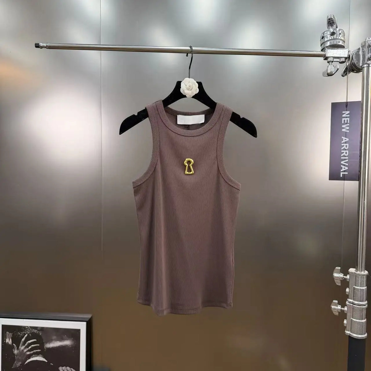Cotton Tight Fitting Versatile Tanks Camisole Top Women's Round Neck