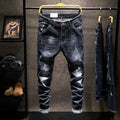 2025 Summer New Ripped Jeans Men Slim-fit Denim Pants Cotton Korean