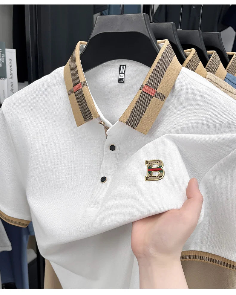 Summer Men's Luxury Brand Letter POLO Shirt Skin Friendly Comfortable