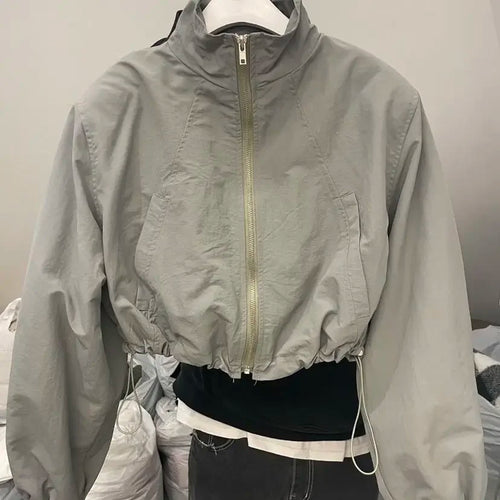 2024 Autumn Vintage Women's Windbreaker Cropped Jackets Harajuku