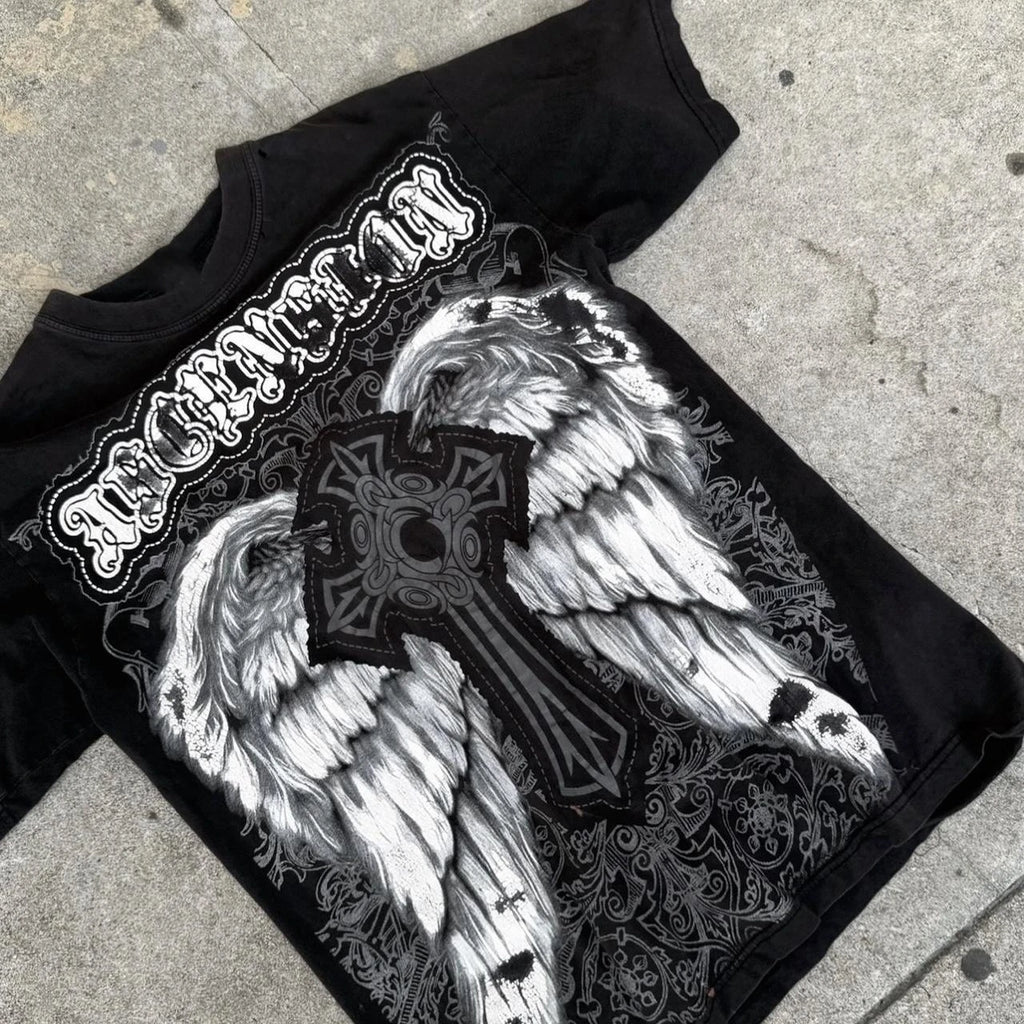Classic Y2K Gothic Style T-shirt Print Oversized T Shirt High Street